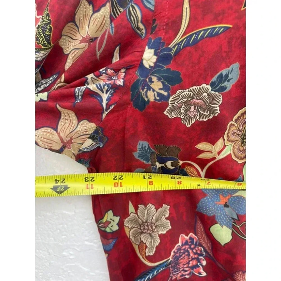 ETRO Womens Long Sleeve Collared Button Up Floral Shirts Red Sz 42 - Picture 7 of 12